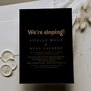 Black Gold Classic Minimal Elopement Reception Invitation