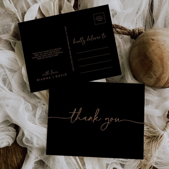 Black Gold Classic Thank You Postcard (Creator Uploaded)