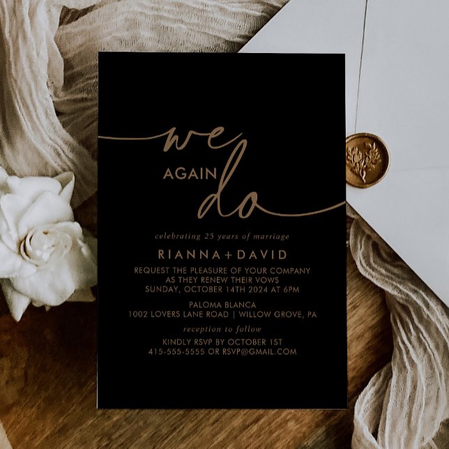 Black Gold Classic We Do Again Vow Renewal Invitation (Creator Uploaded)