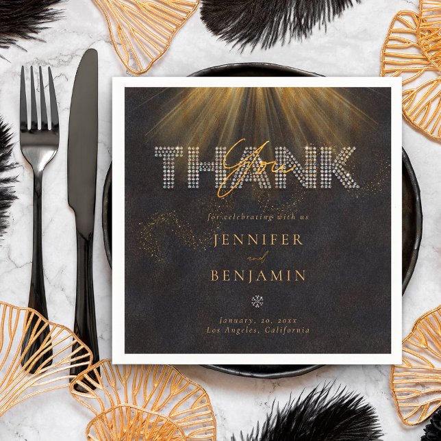 Black Gold Cocktail Napkins Wedding Personalized (Creator Uploaded)