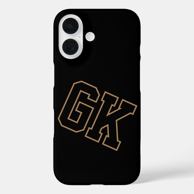 Black Gold College Varsity Monogram Initials Case-Mate iPhone Case (Back)