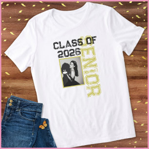 Black & Gold Color 1 Photo Class Of 2026 Graduate Tri-Blend Shirt
