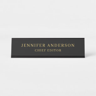 Black & Gold Color Professional Modern Plain Desk Name Plate