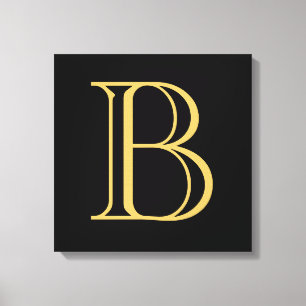 Black Gold Colour Monogram Professional Calligraph Canvas Print