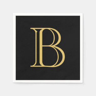 Black Gold Colour Monogram Professional Calligraph Napkin