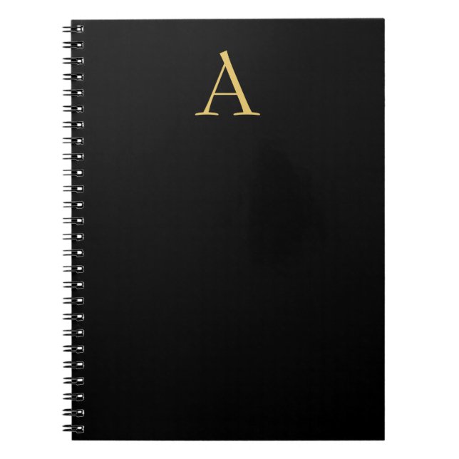 Black Gold Colour Monogram Professional Notebook (Front)