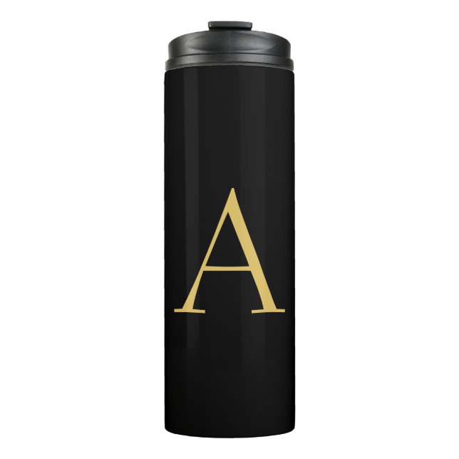 Black Gold Colour Monogram Professional Thermal Tumbler (Front)