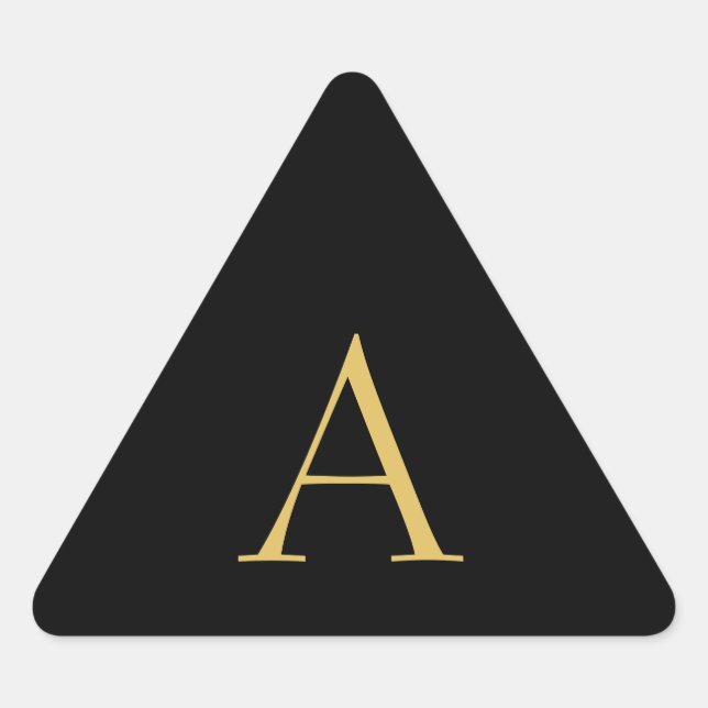 Black Gold Colour Monogram Professional Triangle Sticker (Front)