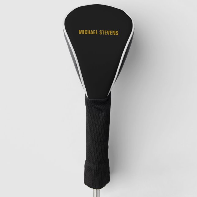 Black Gold Colour Professional Add Name Golf Head Cover (Front)