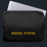 Black Gold Colour Professional Add Name Laptop Sleeve<br><div class="desc">This template is ideal for those who want a stylish, simple yet striking design.</div>