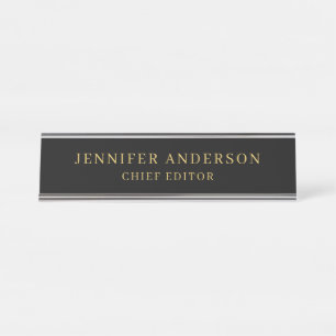 Black & Gold Colour Professional Modern Plain Desk Name Plate