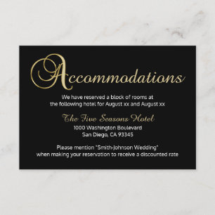 Black Gold Colour Wedding Accommodation Card