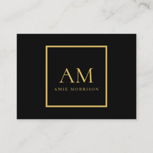 Black Gold Colours Monogram Initial Letter Name Calling Card
