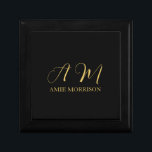 Black Gold Colours Monogram Initial Letter Name Gift Box<br><div class="desc">Represent yourself with this modern,  elegant design. This template can be customized to meet all professional occupations.</div>