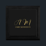 Black Gold Colours Monogram Initial Letter Name Gift Box<br><div class="desc">Represent yourself with this modern,  elegant design. This template can be customized to meet all professional occupations.</div>