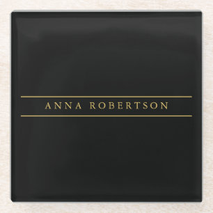 Black Gold Colours Professional Chic Minimalist Glass Coaster