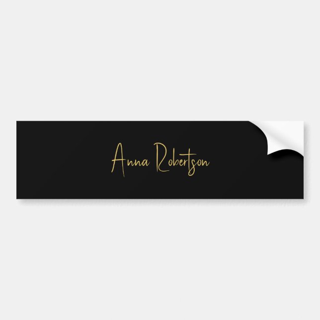 Black Gold Colours Professional Trendy Calligraphy Bumper Sticker (Front)