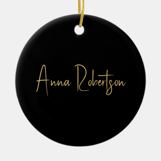 Black Gold Colours Professional Trendy Calligraphy Ceramic Ornament (Front)