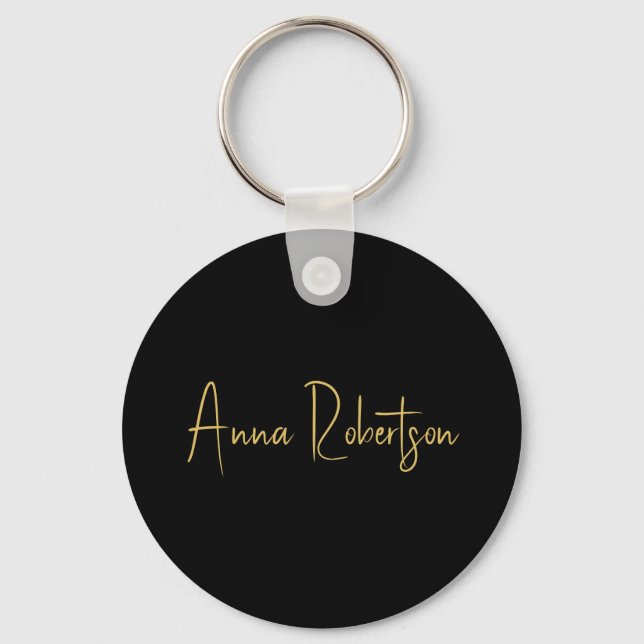 Black Gold Colours Professional Trendy Calligraphy Keychain (Front)