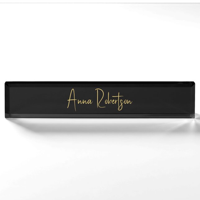 Black Gold Colours Professional Trendy Calligraphy Nameplate (Front)