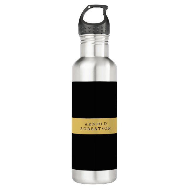 Black Gold Colours Professional Trendy Minimalist 710 Ml Water Bottle (Front)