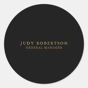 Black Gold Colours Professional Trendy Minimalist Classic Round Sticker