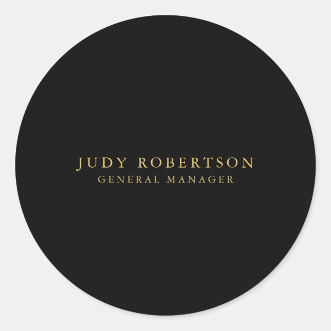 Black Gold Colours Professional Trendy Minimalist Classic Round Sticker (Front)
