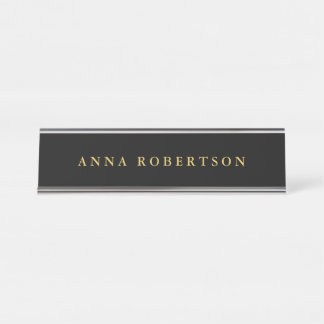Black Gold Colours Professional Trendy Minimalist Desk Name Plate
