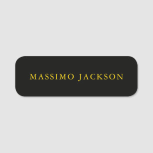 Black Gold Colours Professional Trendy Minimalist Name Tag