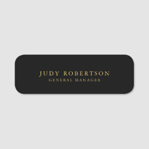 Black Gold Colours Professional Trendy Minimalist Name Tag
