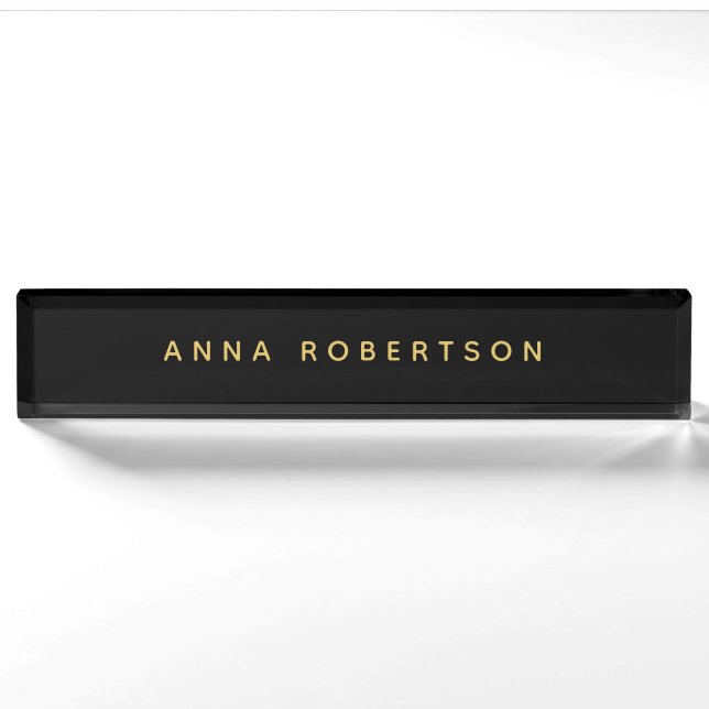 Black Gold Colours Professional Trendy Minimalist Nameplate (Front)