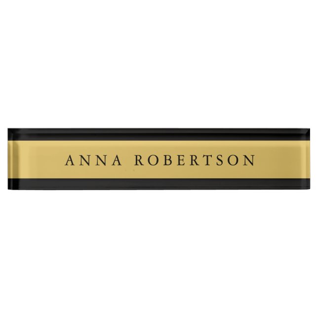 Black Gold Colours Professional Trendy Minimalist Nameplate (Front)