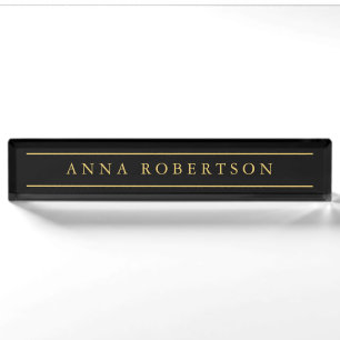 Black Gold Colours Professional Trendy Minimalist Nameplate