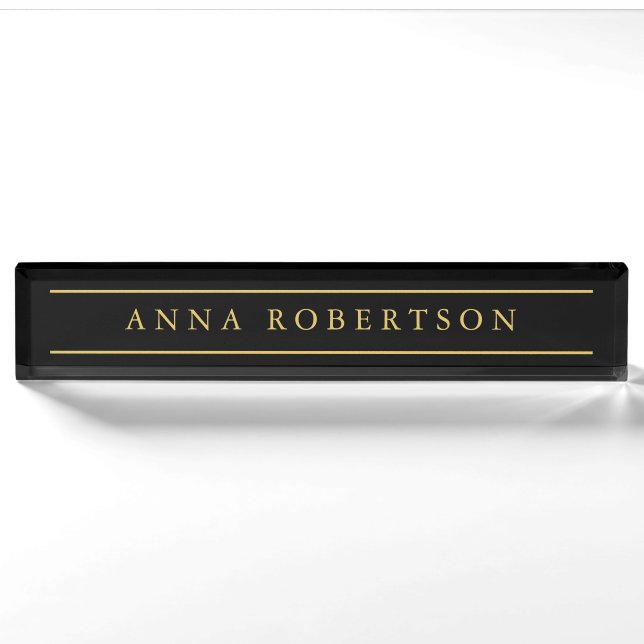 Black Gold Colours Professional Trendy Minimalist Nameplate (Front)