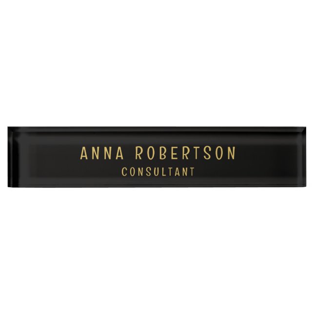 Black Gold Colours Professional Trendy Minimalist Nameplate (Front)