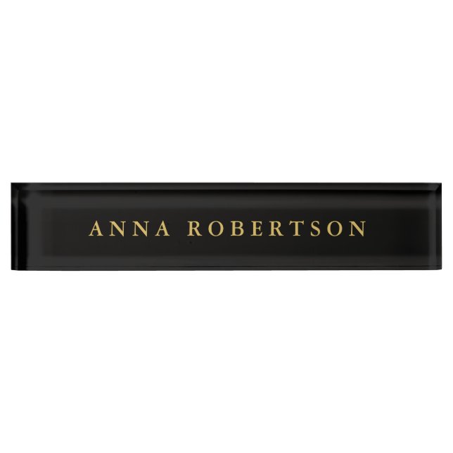 Black Gold Colours Professional Trendy Minimalist Nameplate (Front)