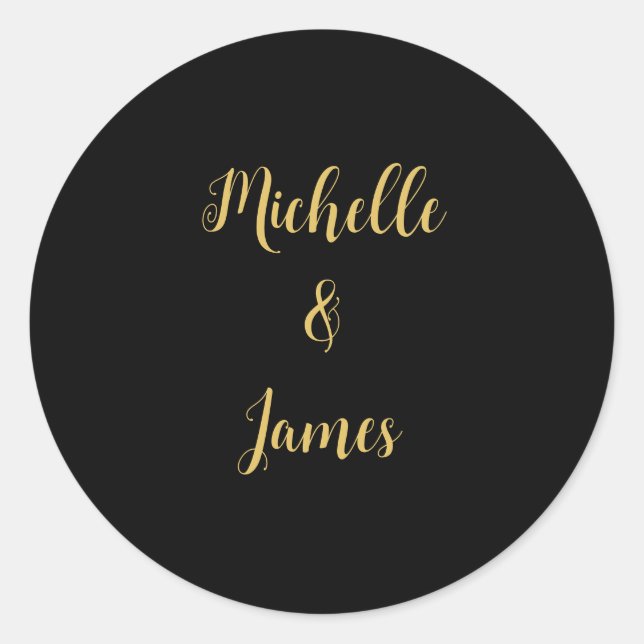 Black & Gold Colours Professional Trendy Modern Classic Round Sticker (Front)