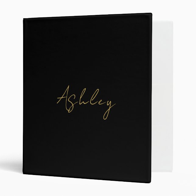 Black Gold Colours Professional Trendy Modern Name Binder (Front/Inside)