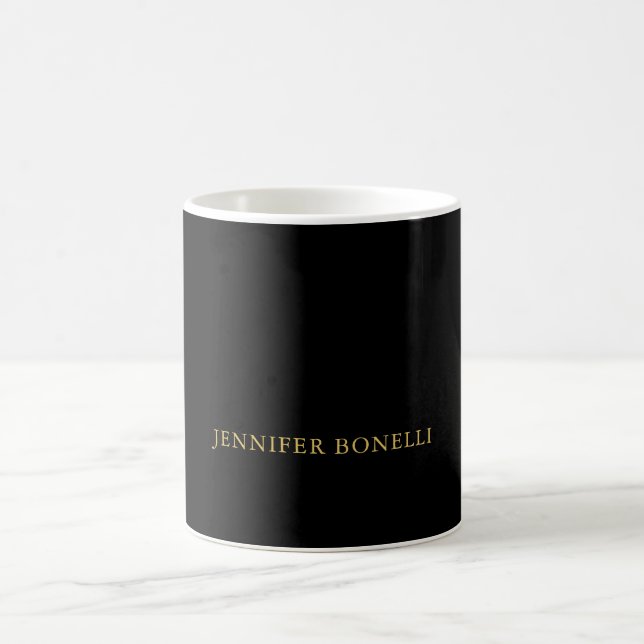 Black Gold Colours Professional Trendy Modern Name Coffee Mug (Center)