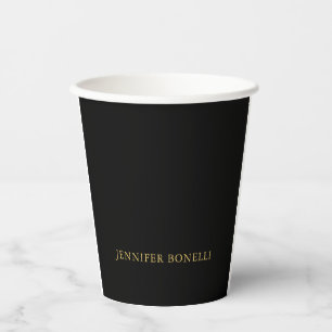 Black Gold Colours Professional Trendy Modern Name Paper Cups