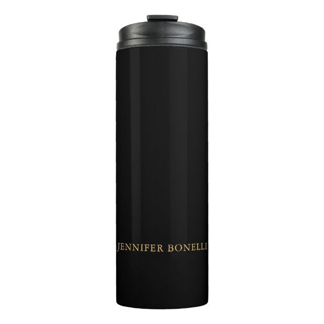 Black Gold Colours Professional Trendy Modern Name Thermal Tumbler (Front)