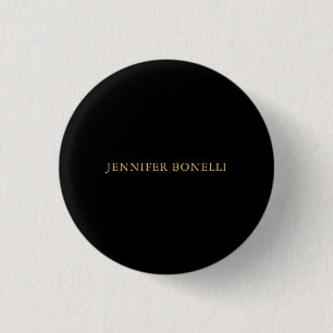 Black Gold Colours Professional Trendy Modern Plai 1 Inch Round Button