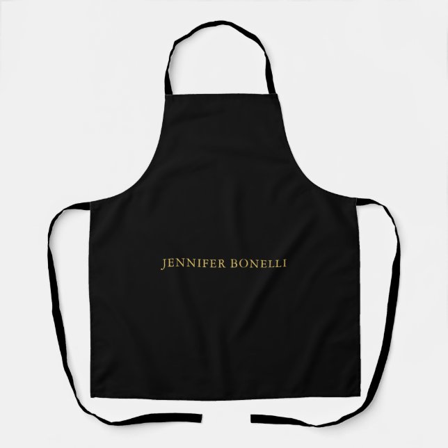Black Gold Colours Professional Trendy Modern Plai Apron (Front)