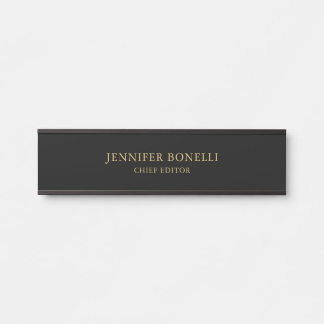 Black Gold Colours Professional Trendy Modern Plai Door Sign (Front)