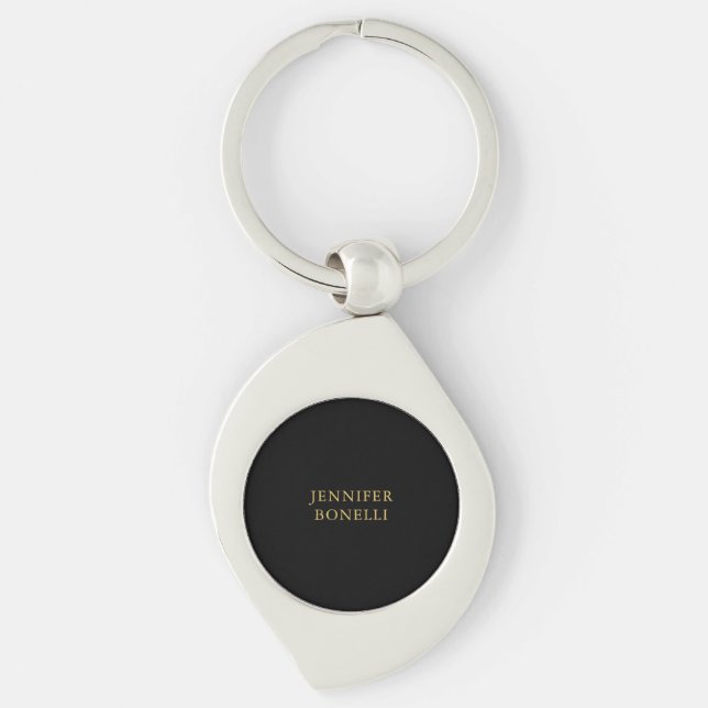 Black Gold Colours Professional Trendy Modern Plai Keychain (Front)