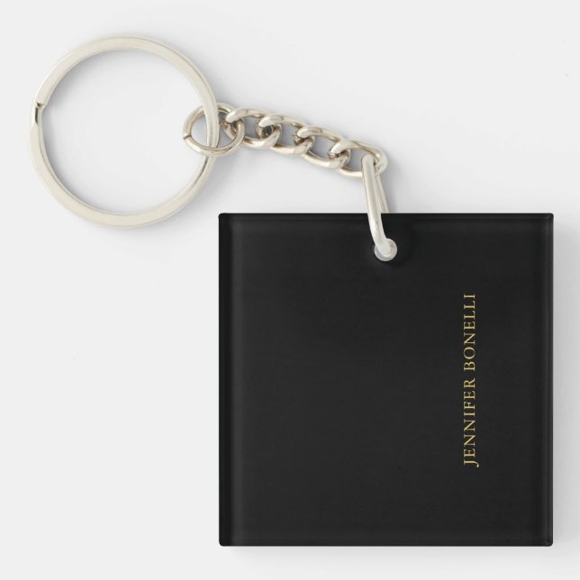 Black Gold Colours Professional Trendy Modern Plai Keychain (Front)