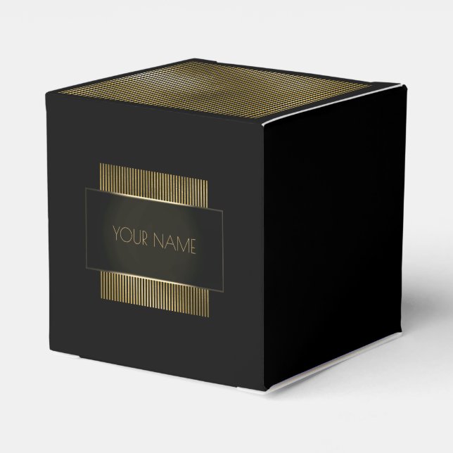 Black Gold Conceptual Minimal Name Geometry Favor Box (Back Side)
