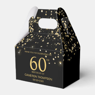 Black Gold Confetti 60th birthday Elegant custom Favor Box