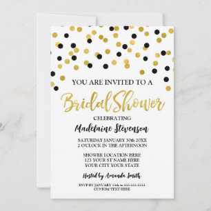 Black Gold Confetti Bridal Shower Invitation
