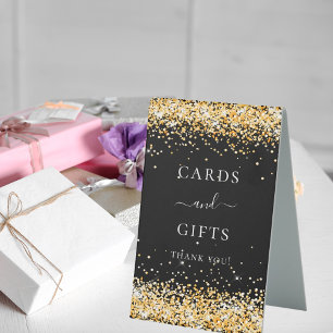 Black gold confetti cards gift
